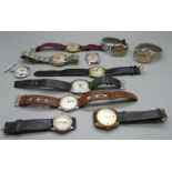 Ten wristwatches including Garrard and Smiths Astral, and an Oris brooch watch