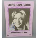 Olivia Newton-John autographed sheet music