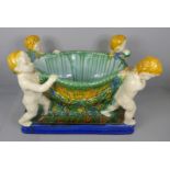 A majolica table centrepiece, repaired, 30cm