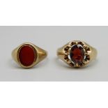 Two 9ct gold rings, 7.9g, both L/M