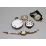 A silver wristwatch head and other watches, a/f