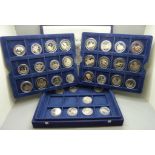 A collection of 32 Russian proof coins with certificate of authenticity including 1 rouble, 3