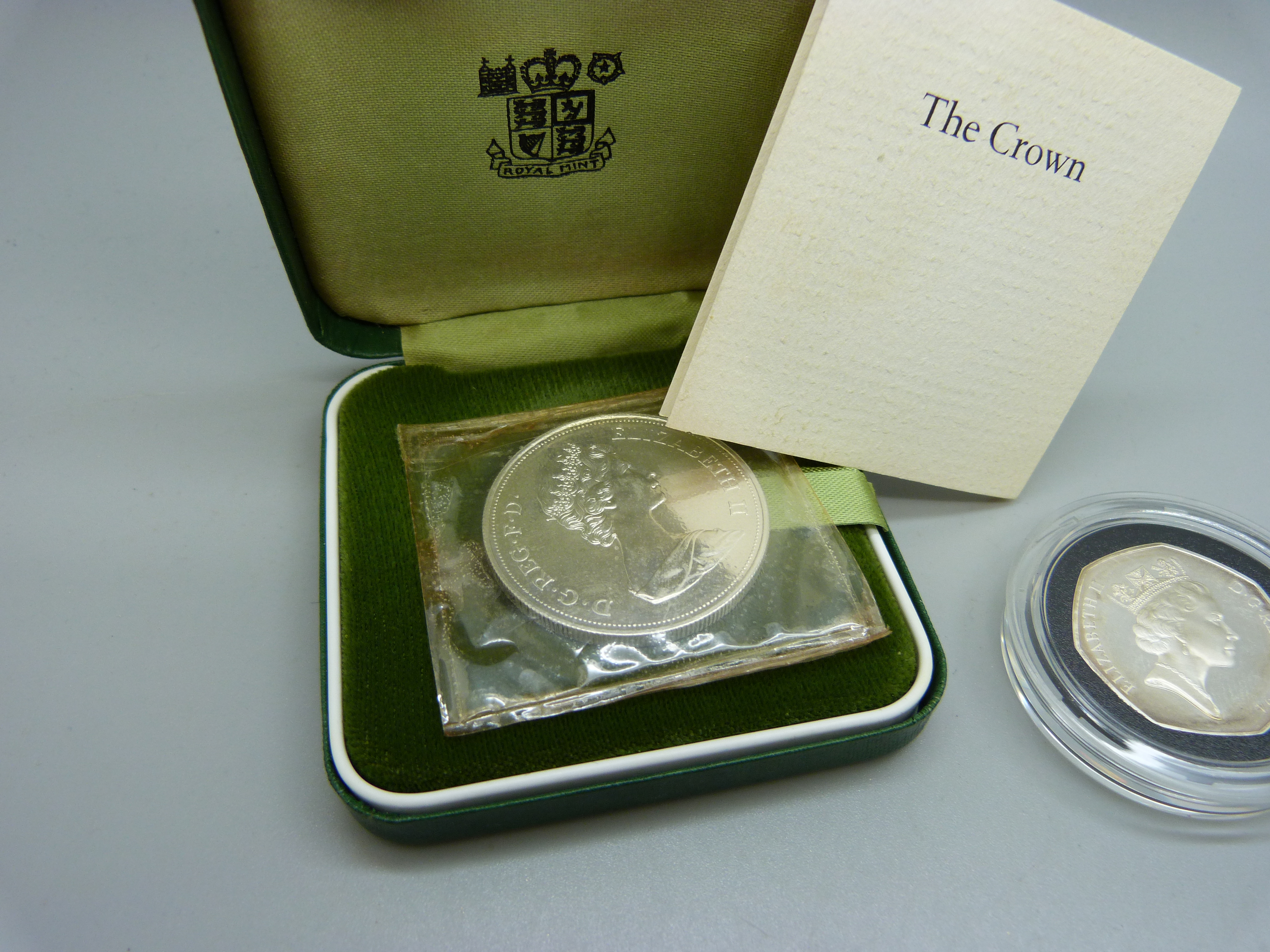 A Royal Mint 1972 silver crown and 1994 silver proof D-Day 50 pence commemorative - Image 2 of 4
