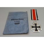A WWII German Iron Cross 2nd class with envelope