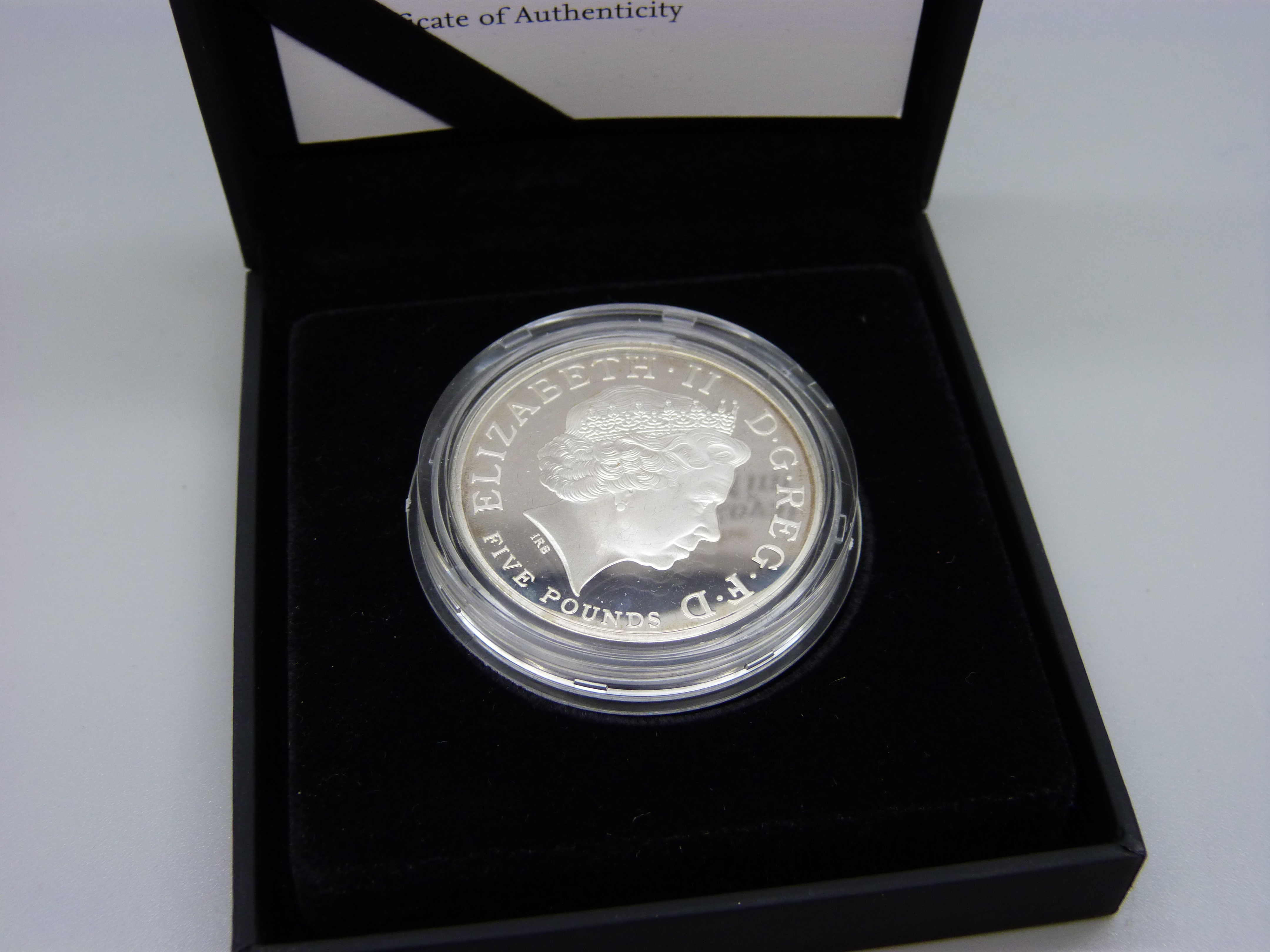 A Royal Mint 2008 Prince of Wales silver proof £5 coin, cased - Image 3 of 3