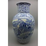 A modern Wm. Adams blue and white vase based on an early English design in the Chinese style,