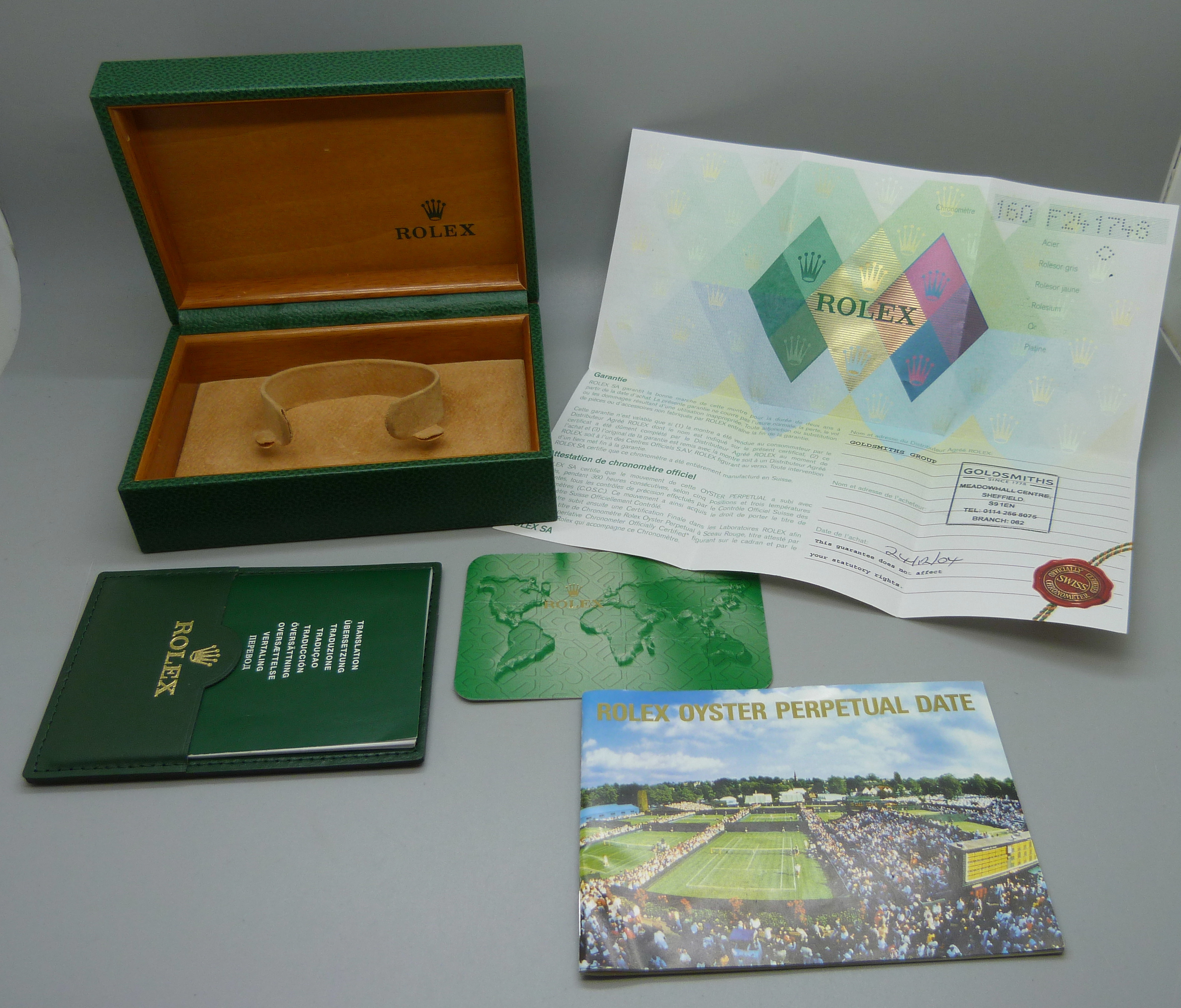 A Rolex Oyster Perpetual Date wristwatch, boxed with papers, lacking crown - Image 13 of 14