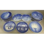 Nineteen Royal Copenhagen Christmas and other plates, including Moon Landing and Olympics 1972