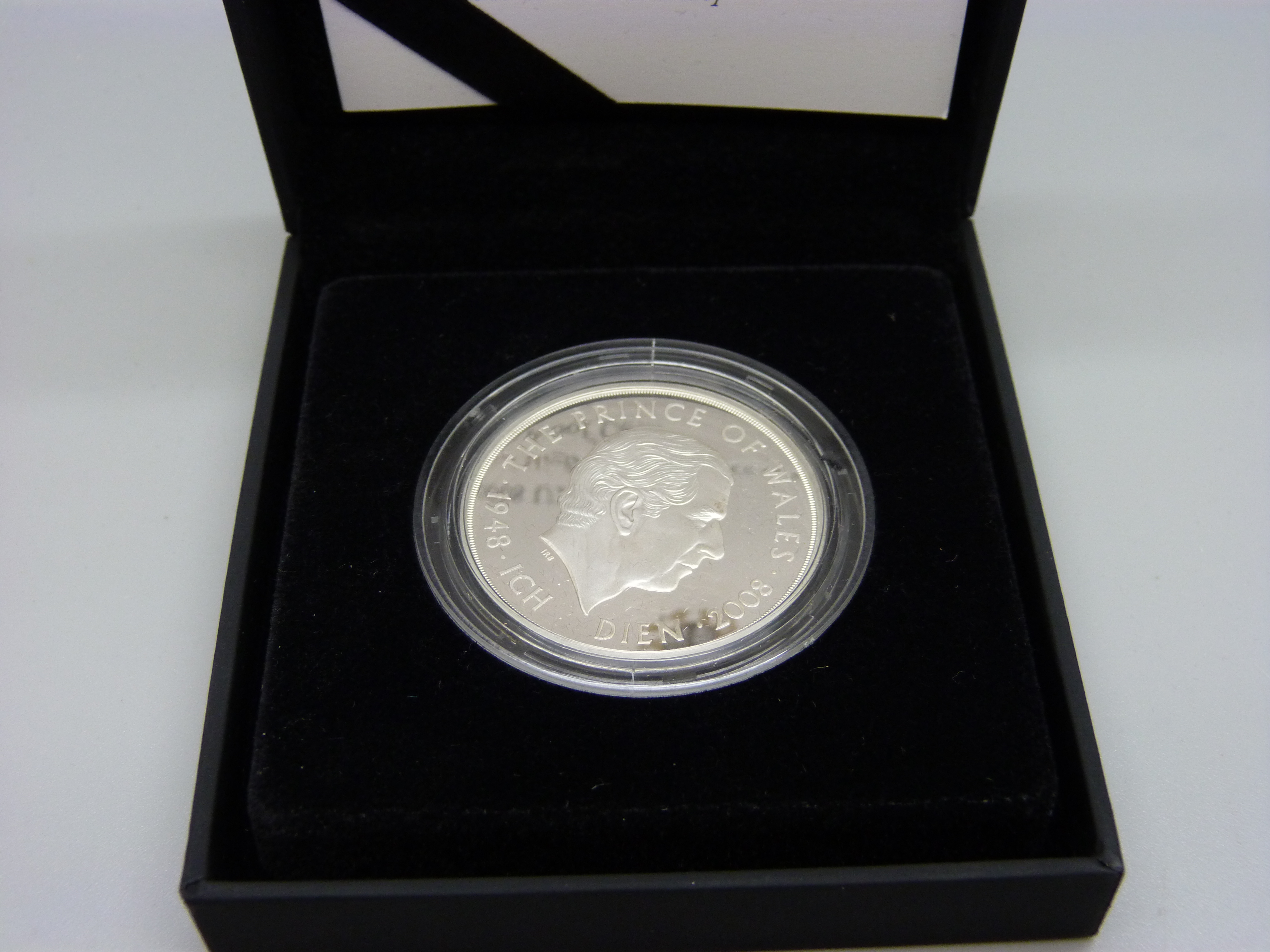 A Royal Mint 2008 Prince of Wales silver proof £5 coin, cased - Image 2 of 3