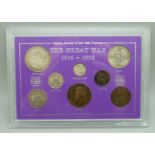 A 1914-1918 The Great War coin collection including silver half crown and threepence