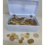 A box of British and foreign coins