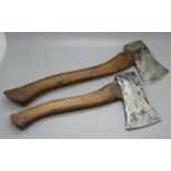 A WWI Russwin axe, marked Russwin, (Russell Irwin), and a sapper axe