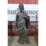 A large 19th Century Italian ecclesiastical carved softwood religious figure, 140cms h