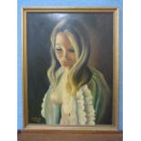 Geoffrey Lockey, portrait of a semi-nude female, oil on board, framed