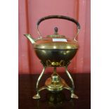 An Arts and Crafts W.A.S Benson brass spirit kettle on stand