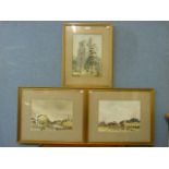 John Steadman, pair or rural landscapes, watercolour and a view of Edmonton Church, watercolour,