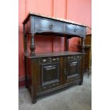 An Arts and Crafts mahogany and copper two tier buffet sideboard, attributed to Shapland & Petter of