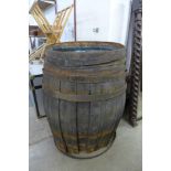 Two oak whiskey barrels