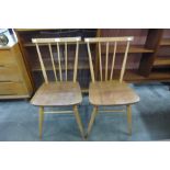 A pair of Ercol Blonde elm and beech 608 model chairs