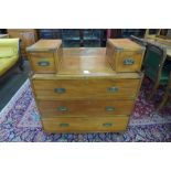 A 19th Century teak and brass mounted military campaign chest of drawers