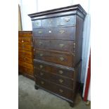 A George III oak chest on chest