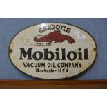 An enamelled Mobiloil advertising sign