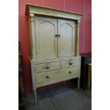 A George III pine housekeeper's cupboard, 199cms h, 123cms w, 54cms d
