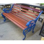 A cast iron ended garden bench