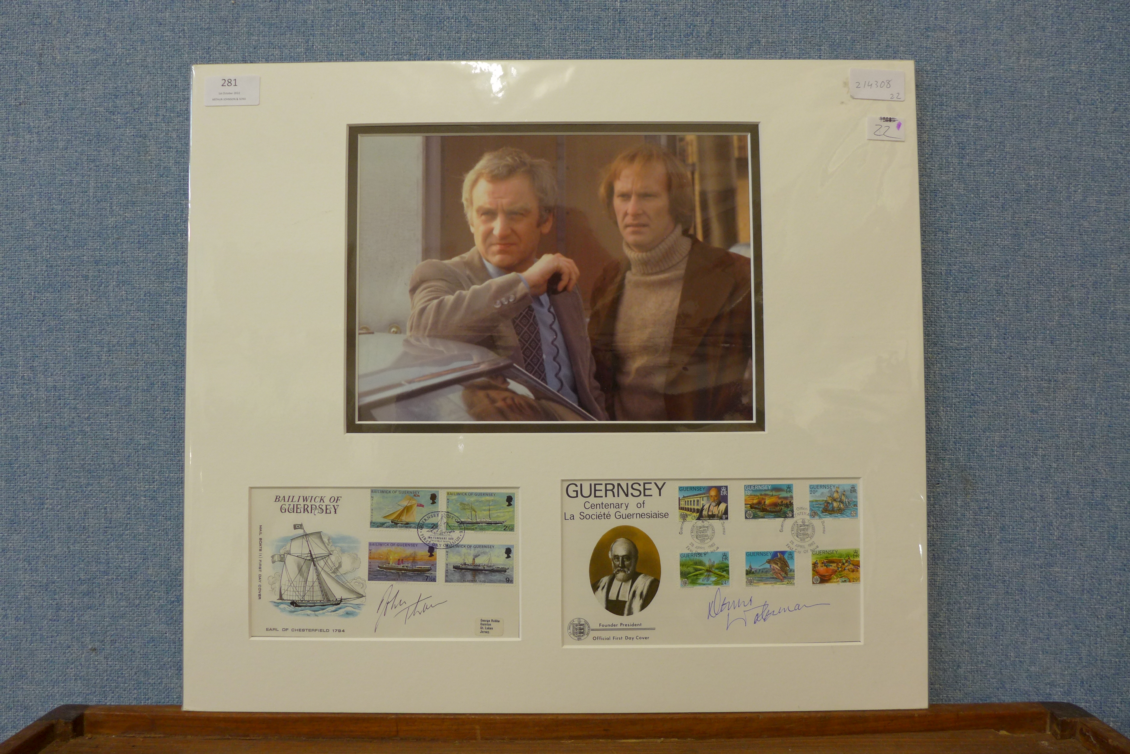 An autographed display, The Sweeney signed by John Thaw and Dennis Waterman