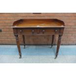 A George IV mahogany two drawer writing table, manner of Gillows, Lancaster, 83cms h, 91cms w, 51cms