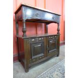 An Arts and Crafts mahogany and copper two tier buffet sideboard, attributed to Shapland & Petter of