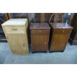 A pair of afromosia bedside cabinets and one other