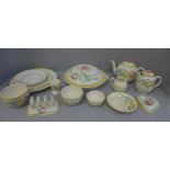 Soho pottery Solian ware Glenrose teawares, teapot lid a/f