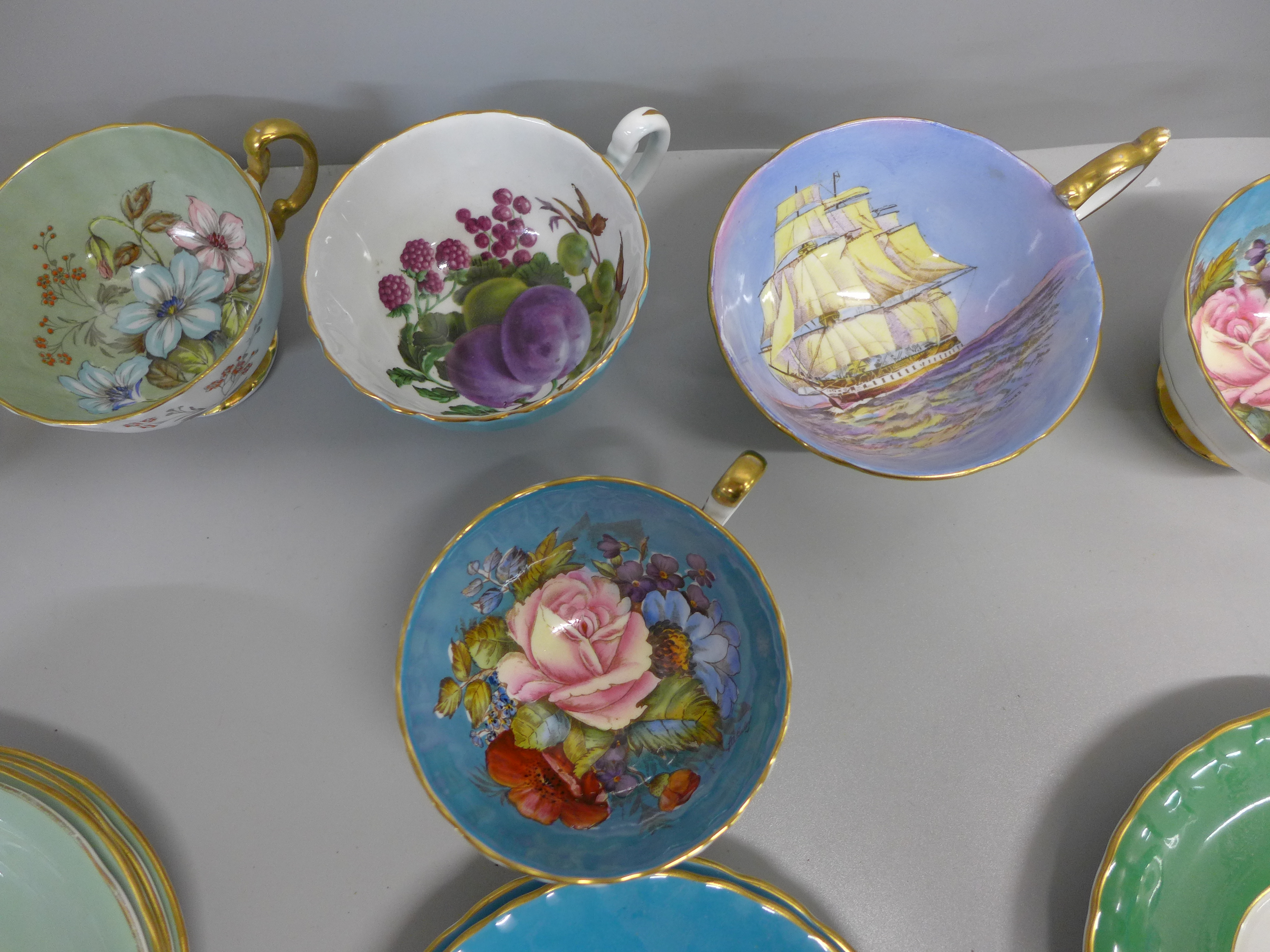 A collection of Aynsley cups and saucers including D Jones and L D Bailey - Image 3 of 7