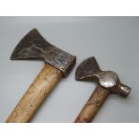 A WWII German footsoldier's axe and a German pioneer axe