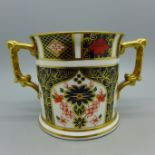 A Royal Crown Derby 1128 Imari pattern twin handled loving cup
