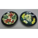 Two Moorcroft dishes, boxed