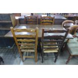 An oak refectory table and four chairs