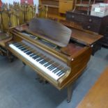 A Challen mahogany baby grand piano and a duet stool