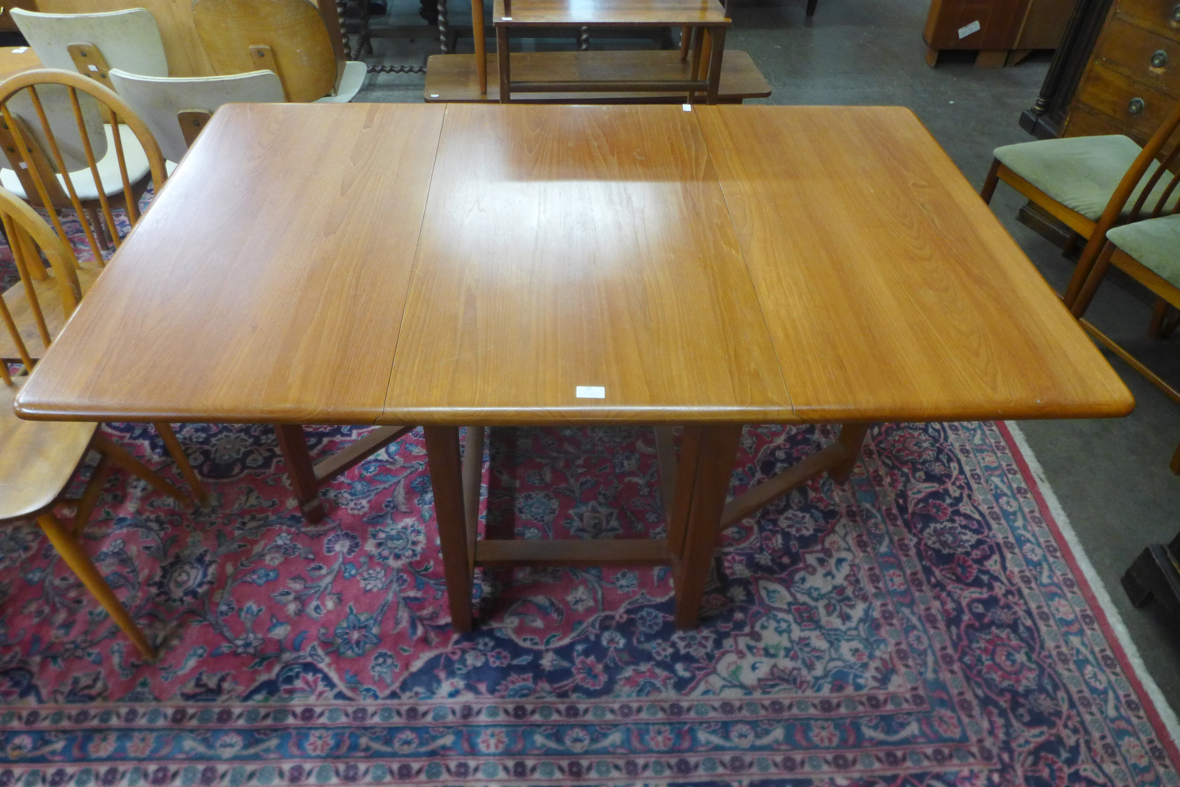 A teak drop leaf dining table and four McIntosh dining chairs - Image 2 of 2