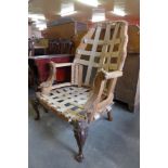 A 19th Century French walnut armchair frame