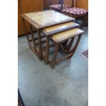 A G-Plan Astro teak and tiled top nest of tables