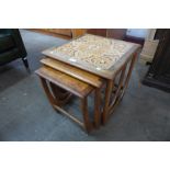 A G-Plan Astro teak and tiled top nest of tables