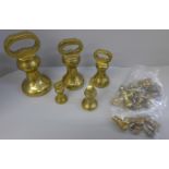 A set of brass bell weights