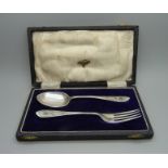 A cased silver Christening set, Sheffield 1923, 50g