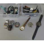 Two boxes of lady's and gentleman's wristwatches