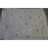 A large silk embroidered shawl decorated with cranes, a/f, (96 x 56 inches)