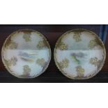 A pair of Royal China Works Worcester plates, Conway Castle and Llandudno, 21cm