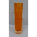 A Whitefriars glass finger vase, tangerine bark by Geoffrey Baxter, 14cm