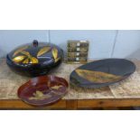 A Vietnamese lacquered pot and dish and other oriental items